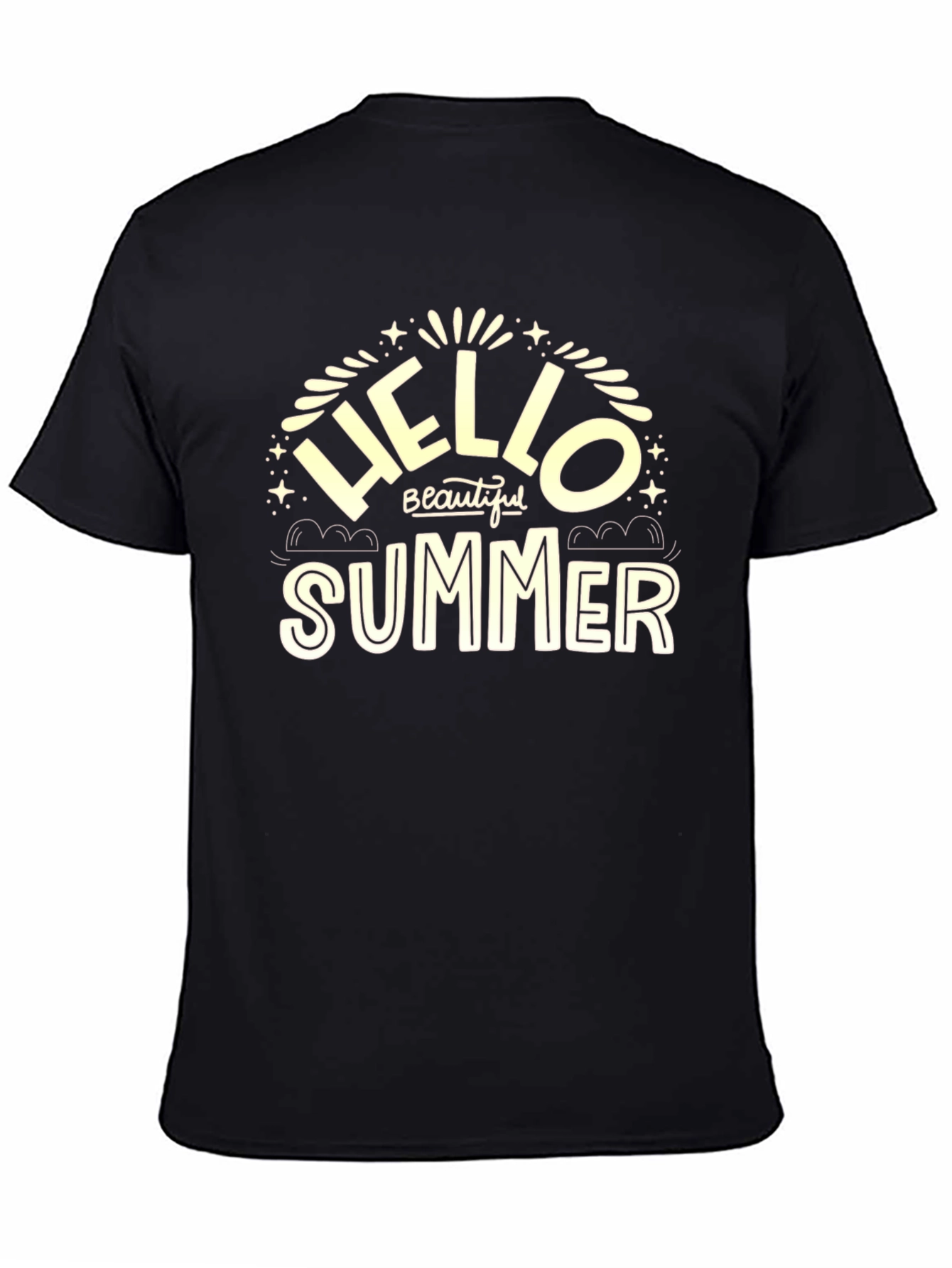 Hello Beautiful Summer Black T-Shirt