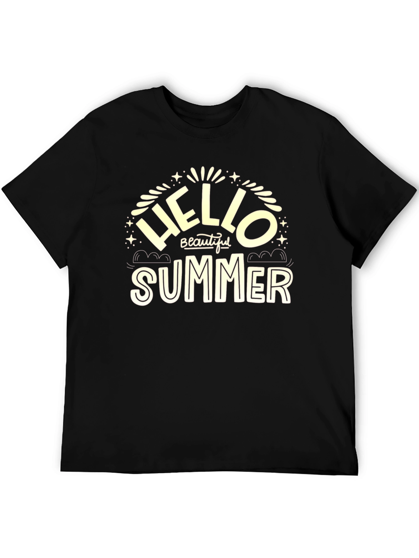 Hello Beautiful Summer Black T-Shirt