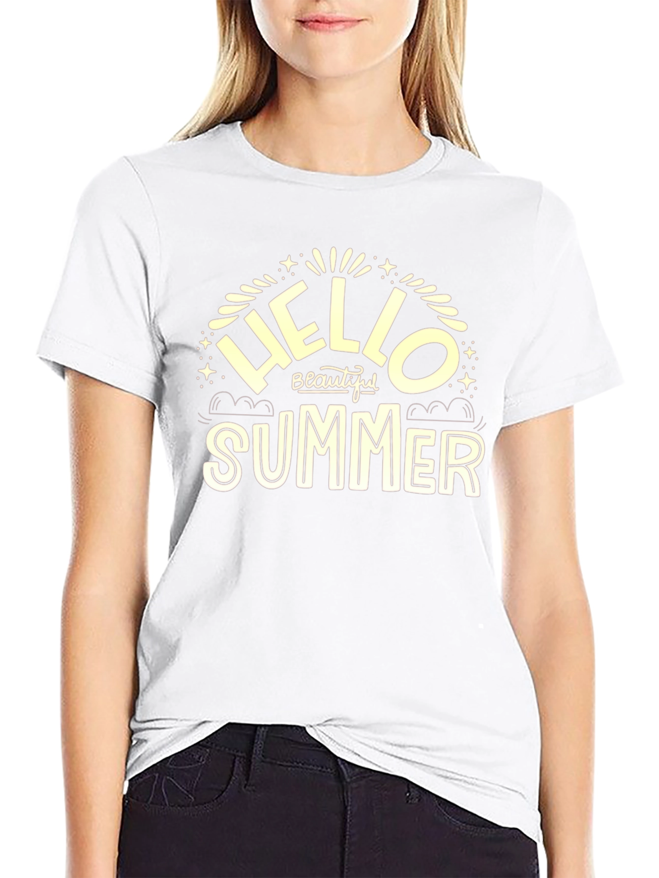 Hello Beautiful Summer Black T-Shirt