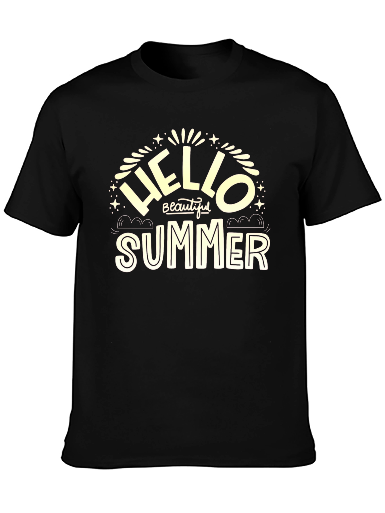 Hello Beautiful Summer Black T-Shirt
