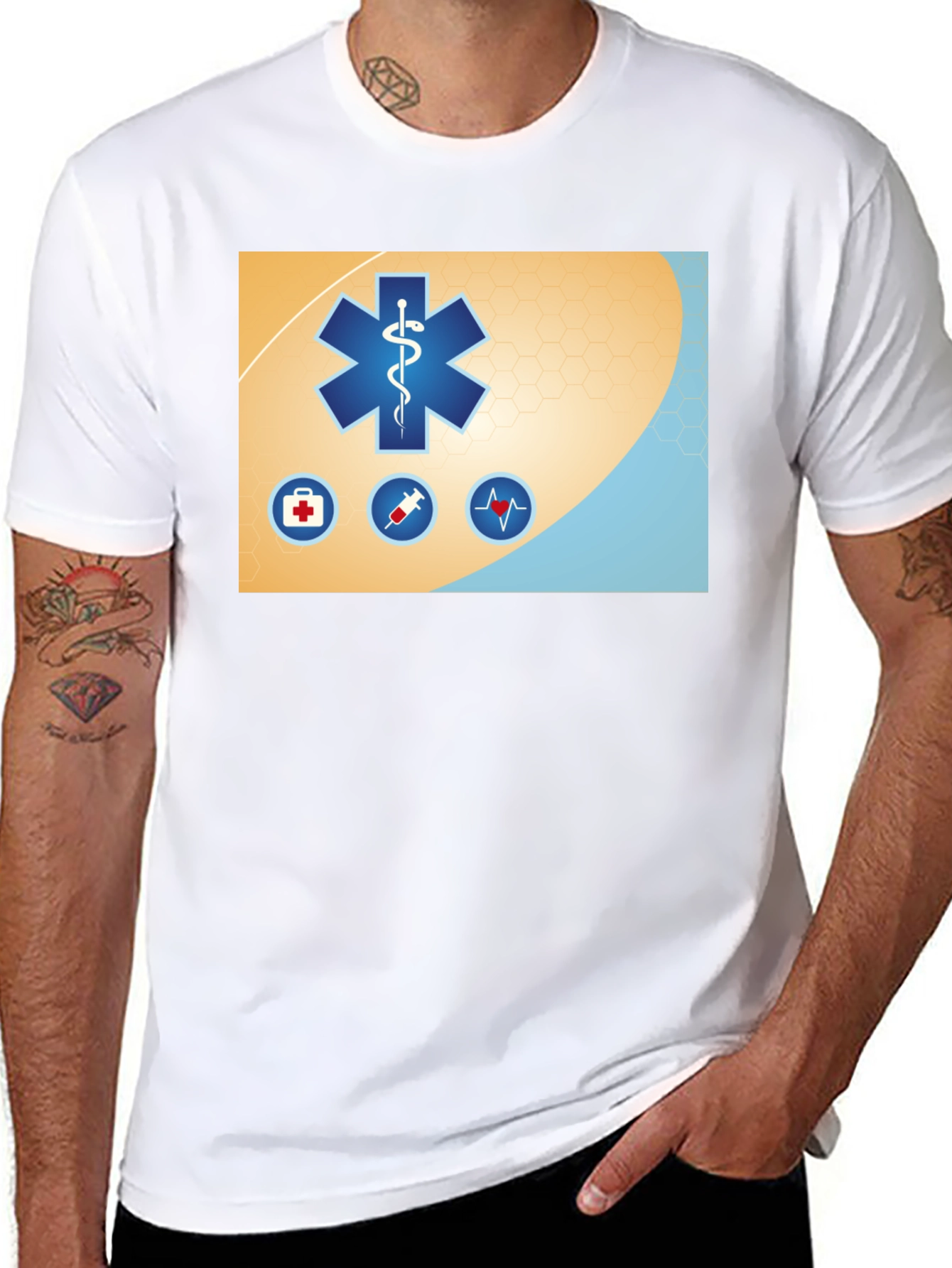 Medical Star T-Shirt - Black Cotton Graphic Tee