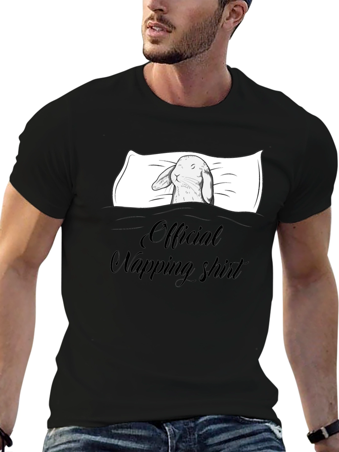 Official Napping Shirt - Rabbit In Bed Graphic Tee