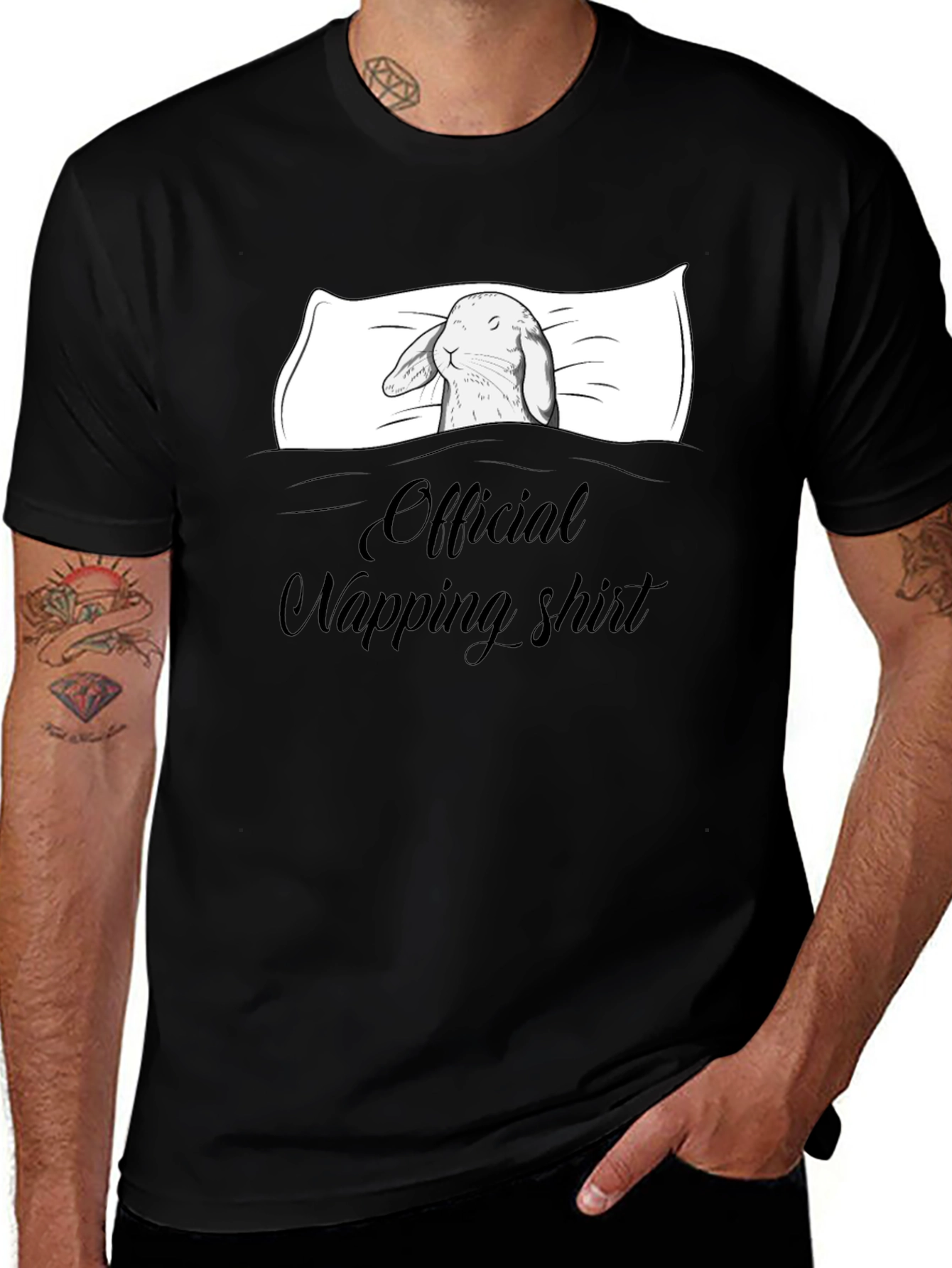 Official Napping Shirt - Rabbit In Bed Graphic Tee