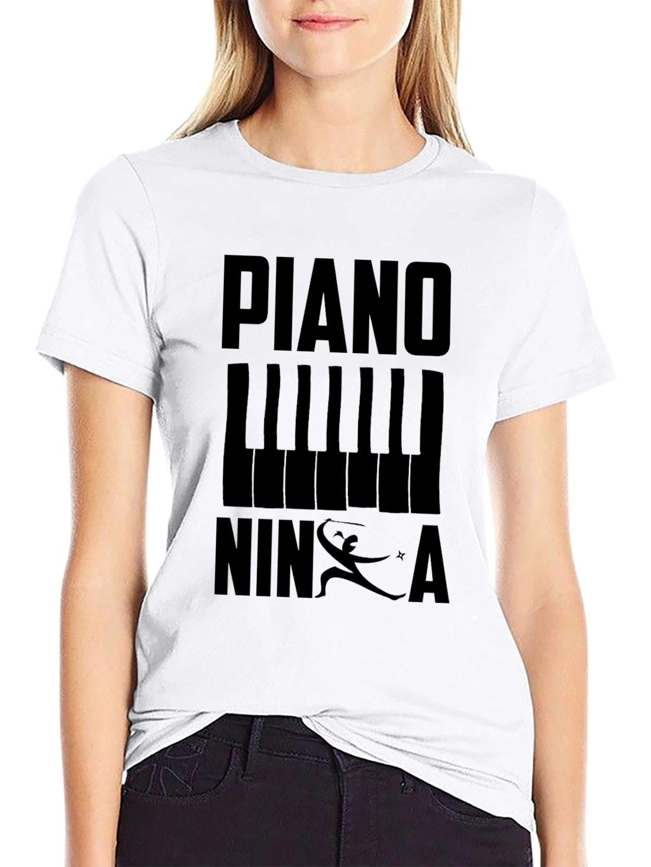 Piano Ninja Black T-Shirt - Unique Music Lover Tee