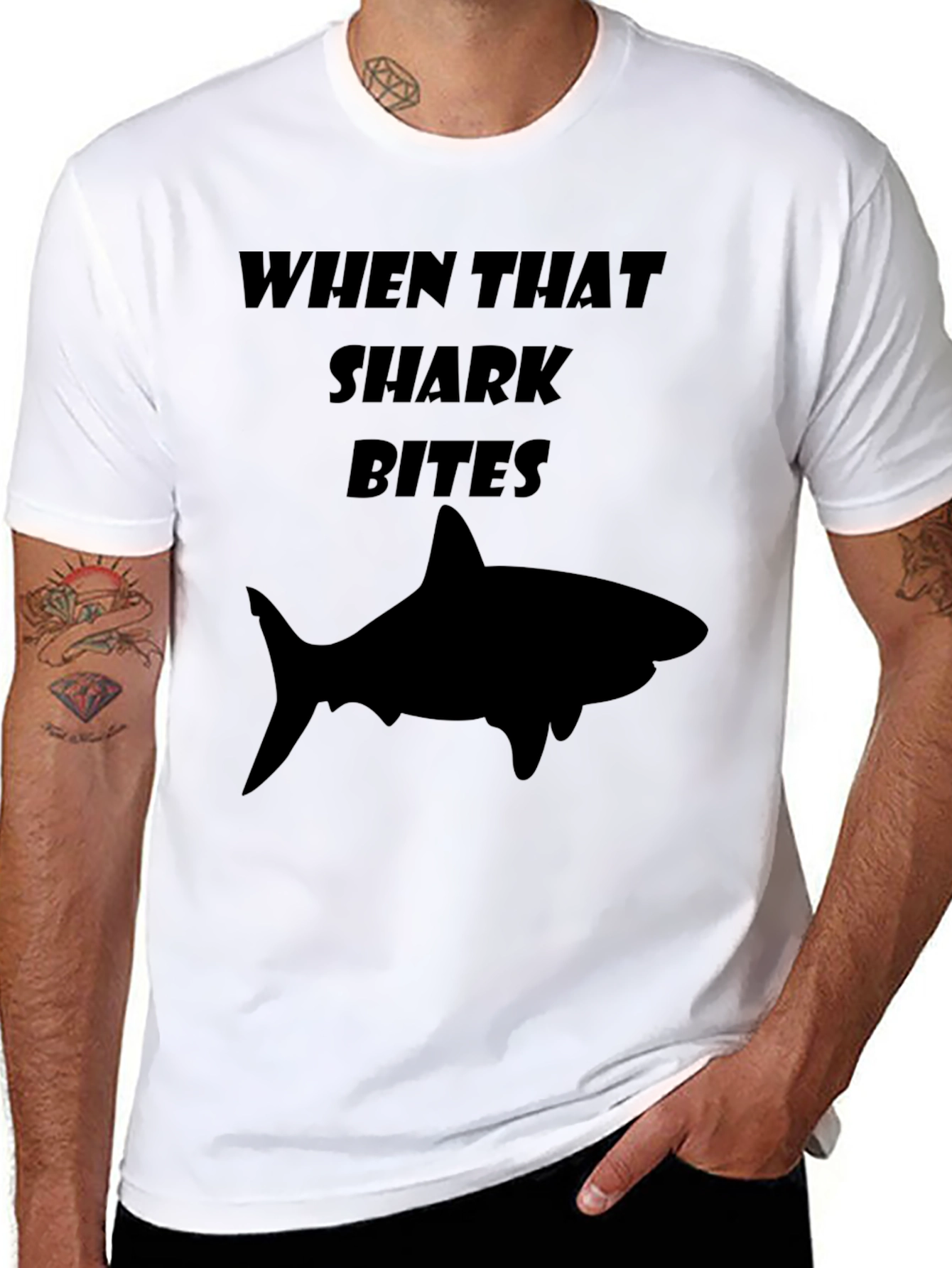 Shark Bites T-Shirt - Black Graphic Tee