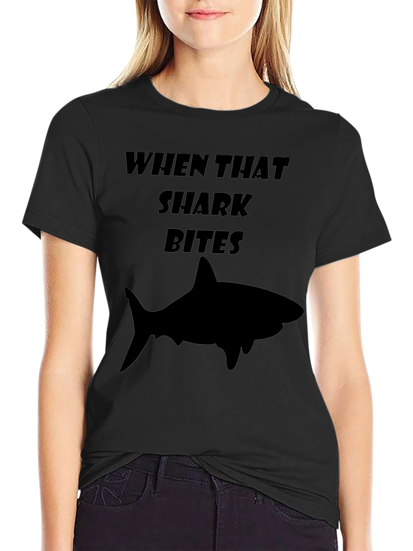 Shark Bites T-Shirt - Black Graphic Tee