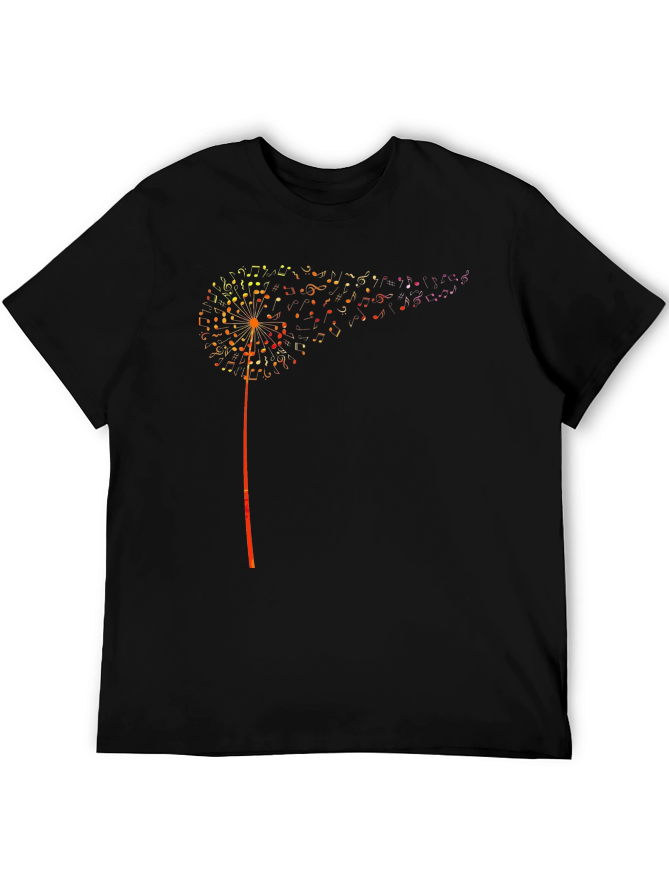 Musical Dandelion Graphic T-Shirt - Black