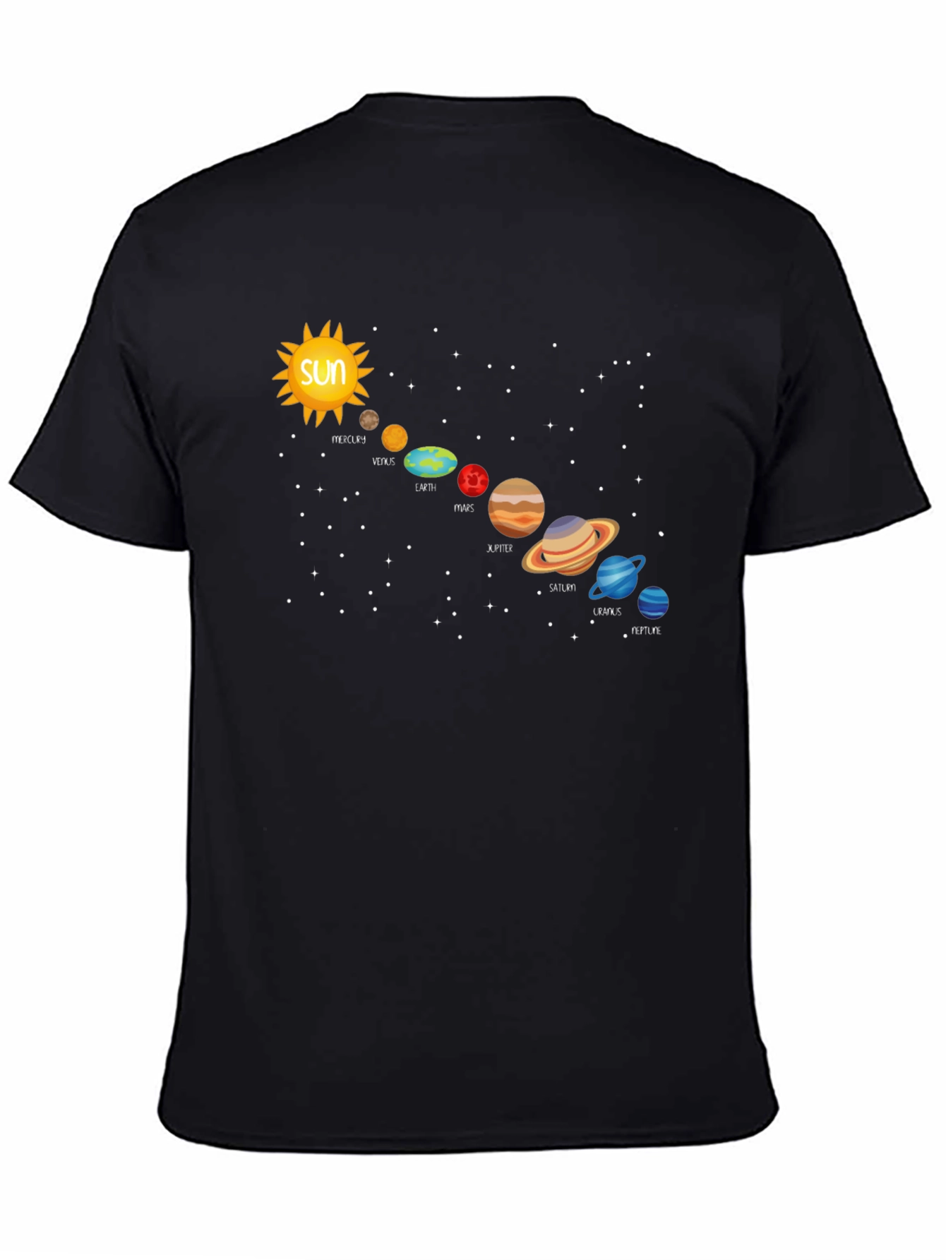 Solar System Planets Graphic T-Shirt - Black
