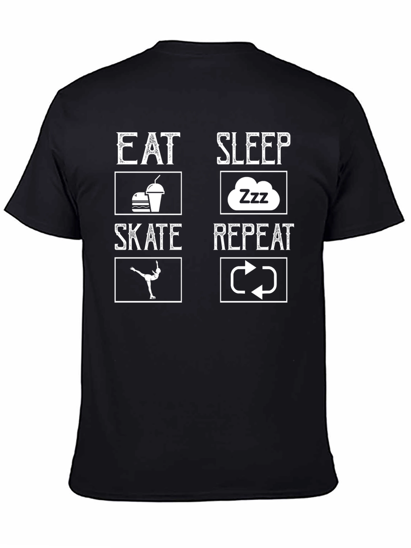 Eat Sleep Skate Repeat Black T-Shirt