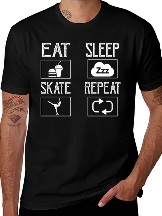 Eat Sleep Skate Repeat Black T-Shirt