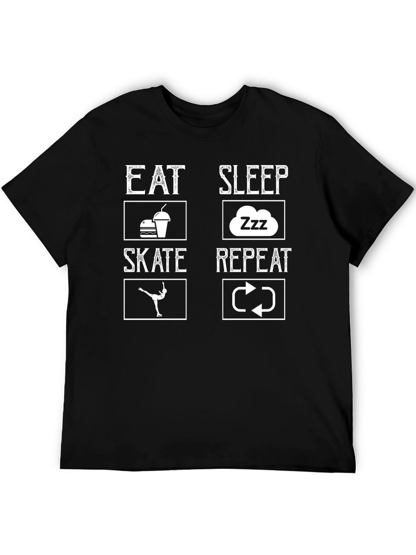 Eat Sleep Skate Repeat Black T-Shirt