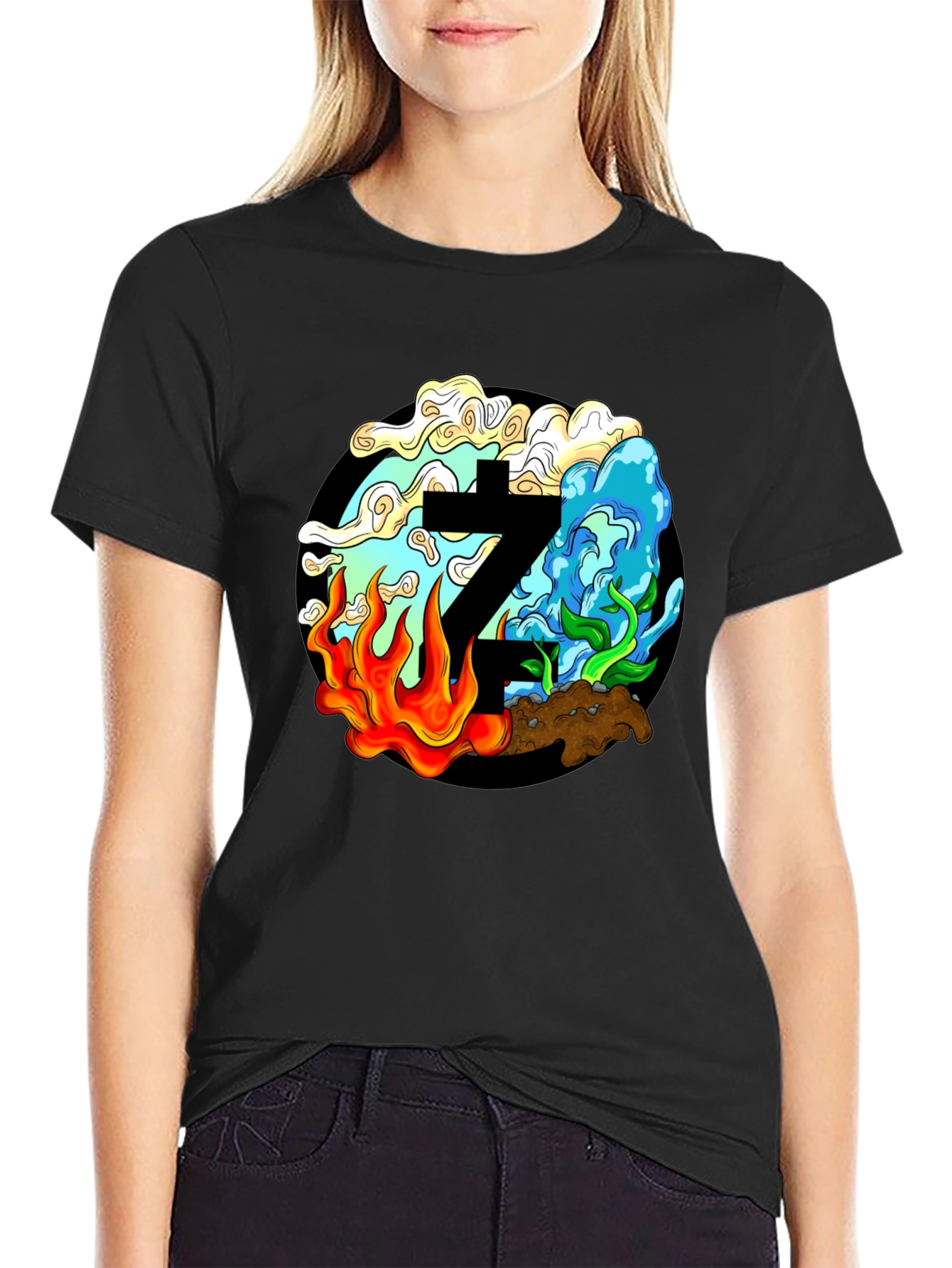 Four Elements Graphic Black Tee