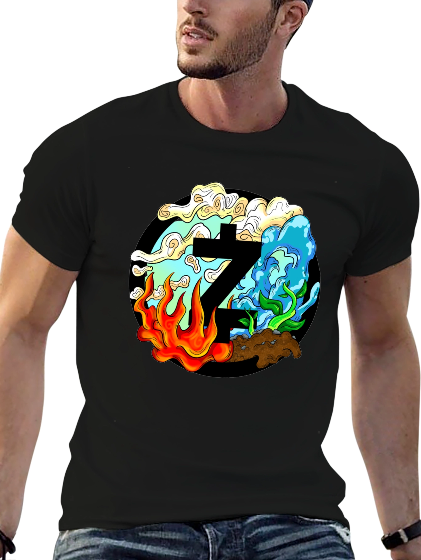 Four Elements Graphic Black Tee