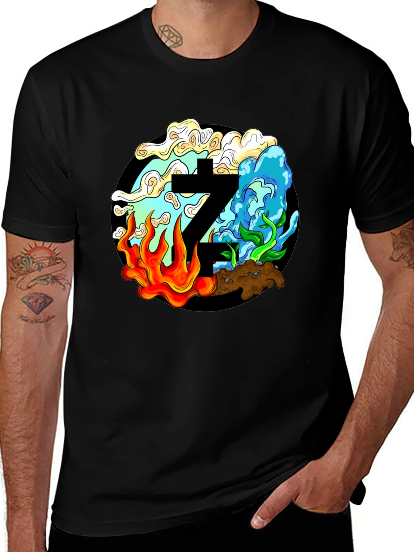 Four Elements Graphic Black Tee