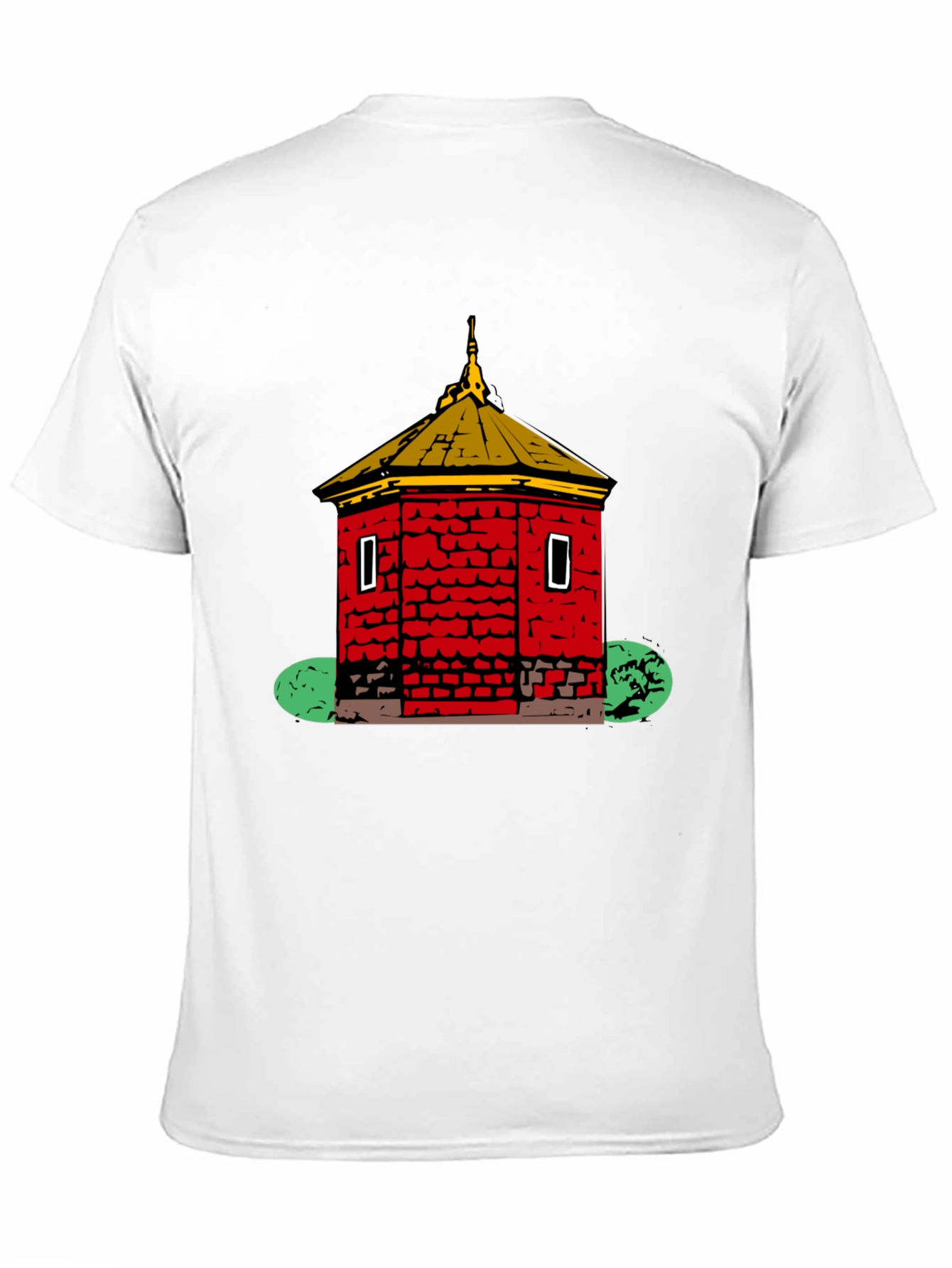 Red Brick Building Graphic Black T-Shirt