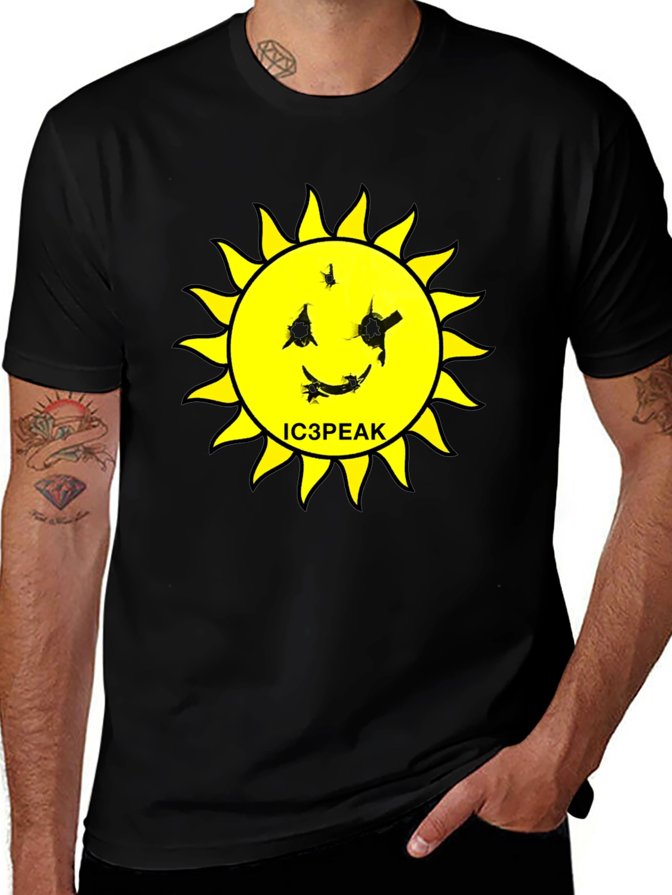 IC3PEAK Sun Graphic Black T-Shirt