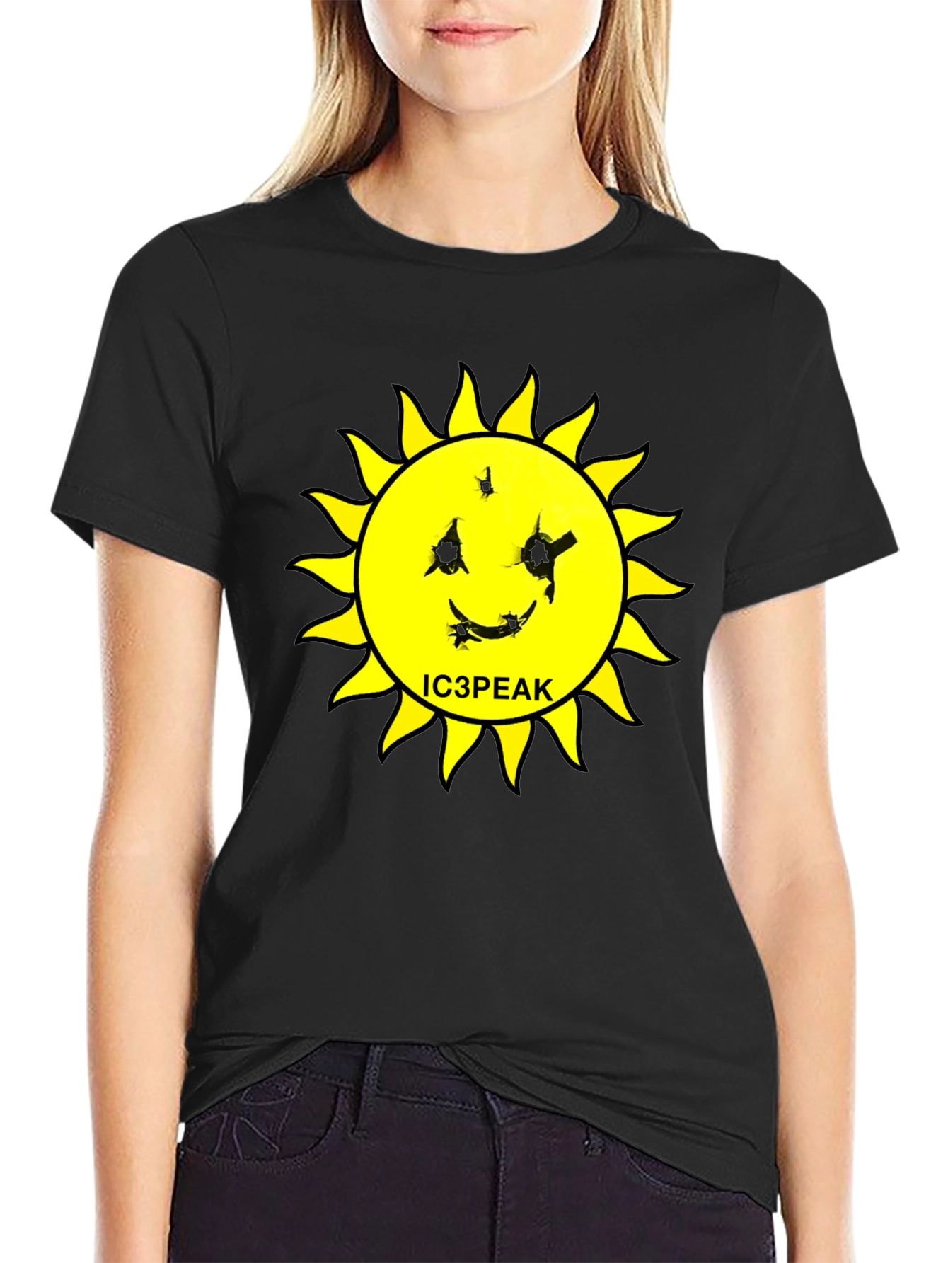 IC3PEAK Sun Graphic Black T-Shirt