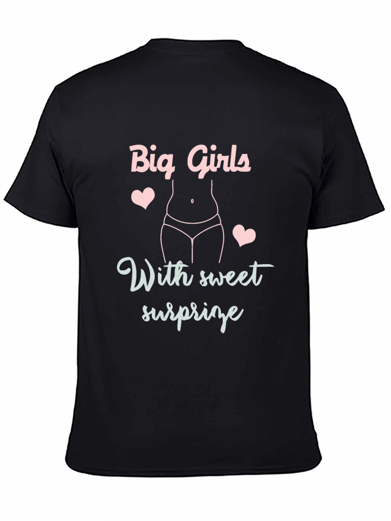 Big Girls With Sweet Surprise Black Graphic Tee Shirt