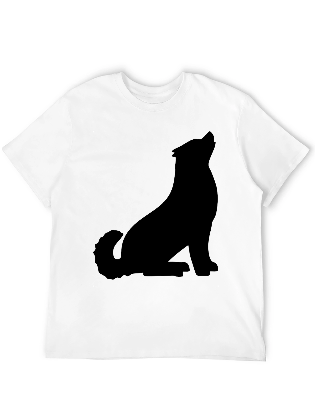 Black T-Shirt with Wolf Silhouette