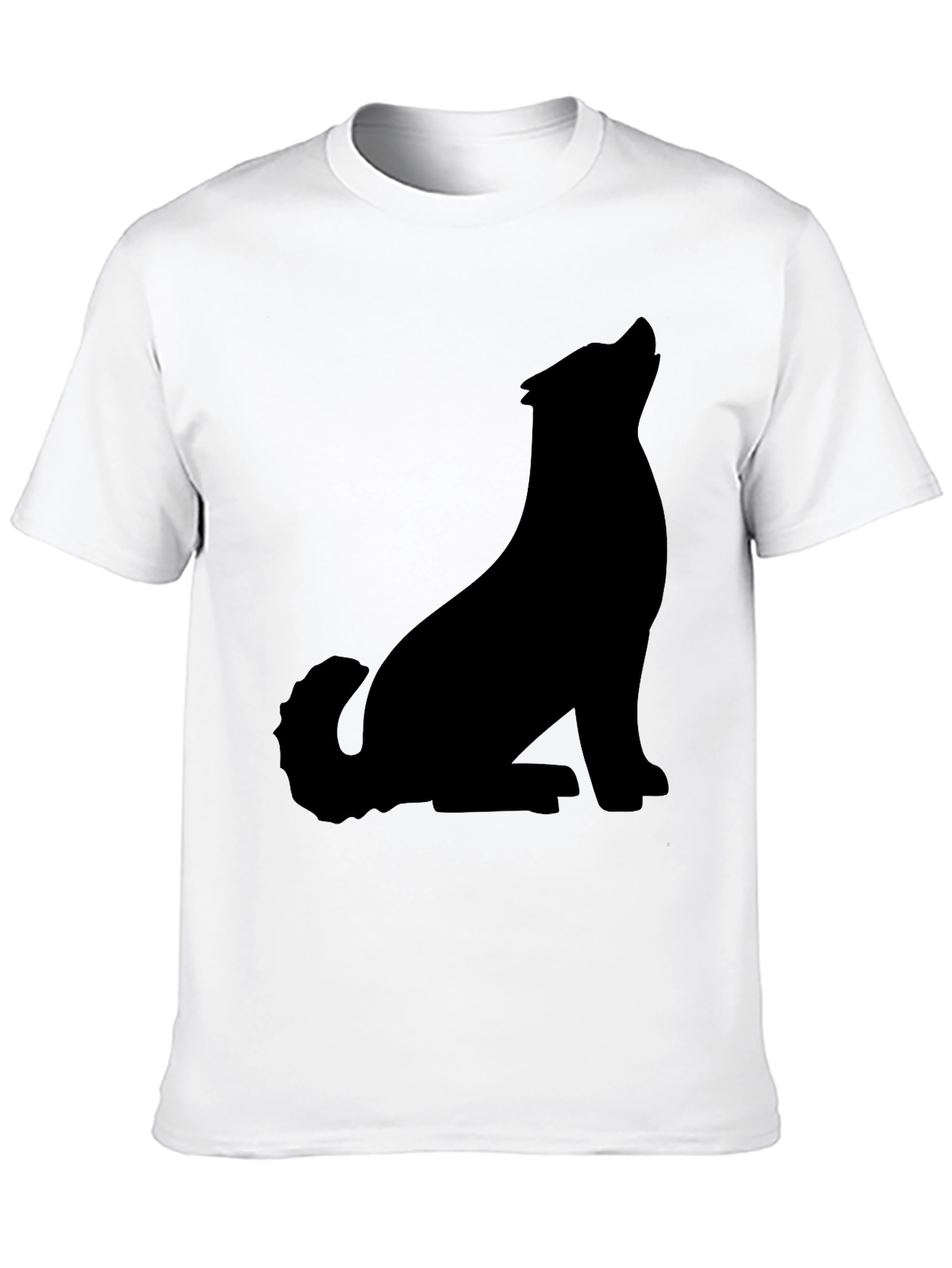 Black T-Shirt with Wolf Silhouette
