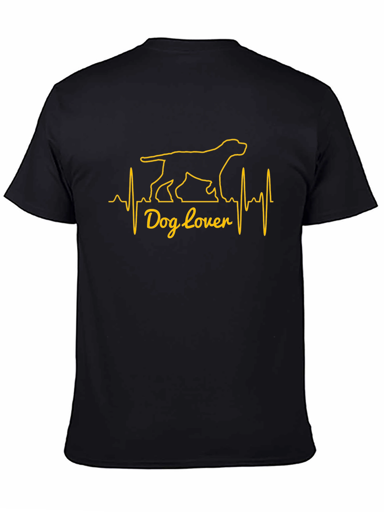 Dog Lover Heartbeat Graphic Tee - Black