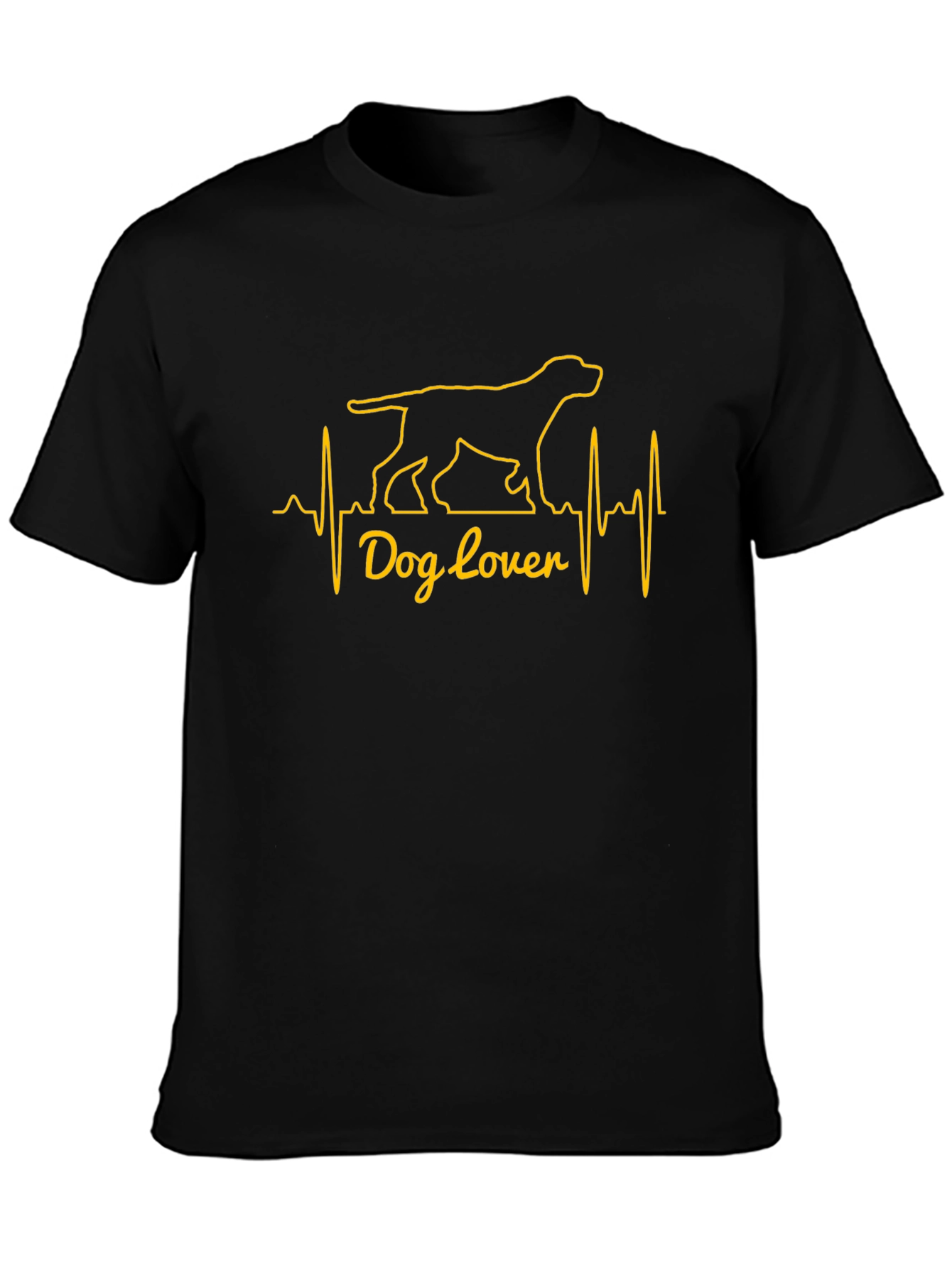 Dog Lover Heartbeat Graphic Tee - Black