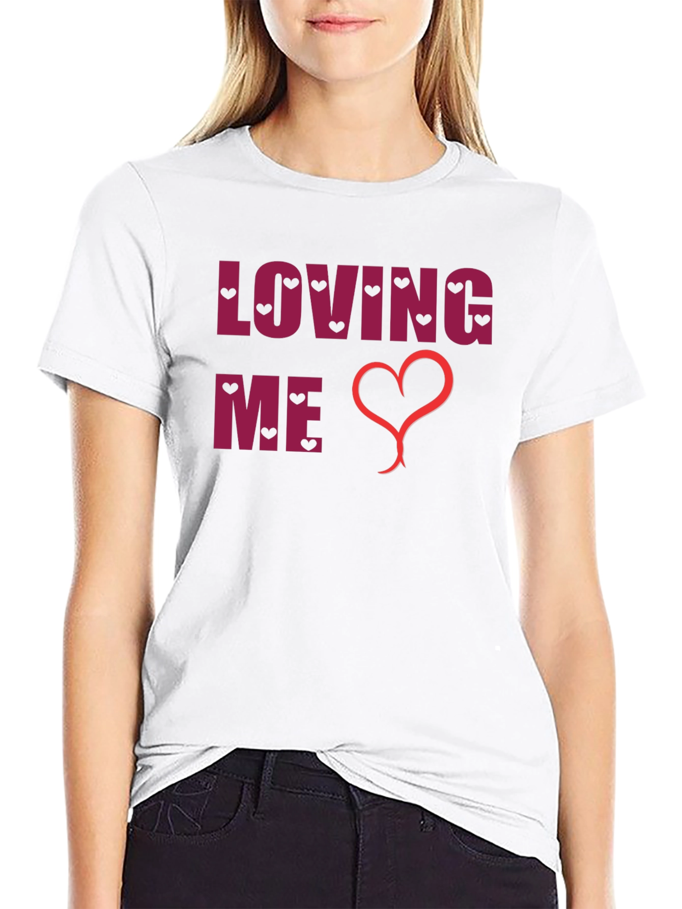 Loving Me Heart Graphic Black T-Shirt