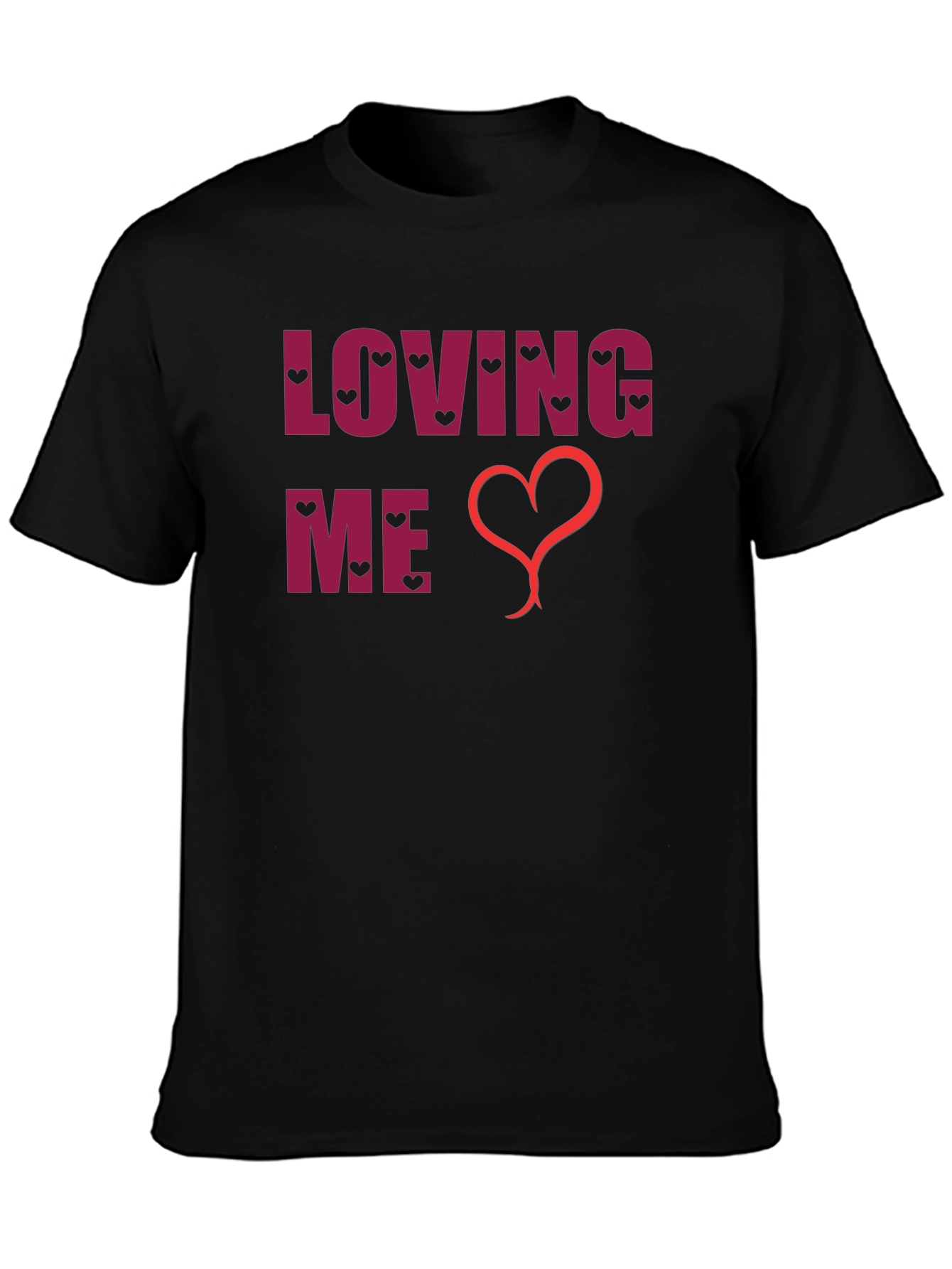 Loving Me Heart Graphic Black T-Shirt