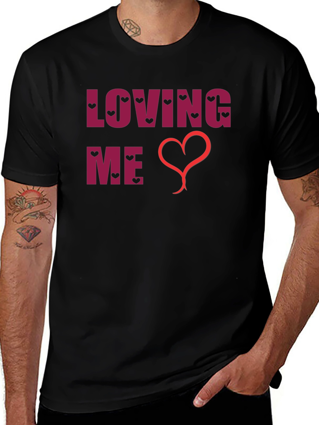 Loving Me Heart Graphic Black T-Shirt