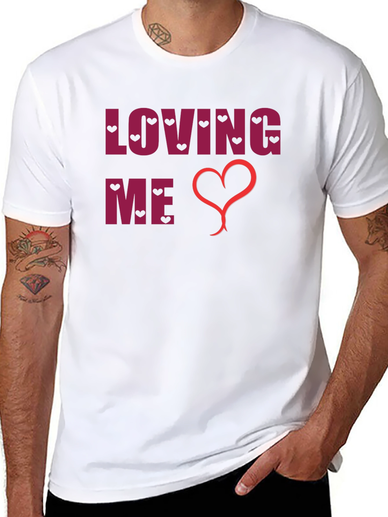 Loving Me Heart Graphic Black T-Shirt