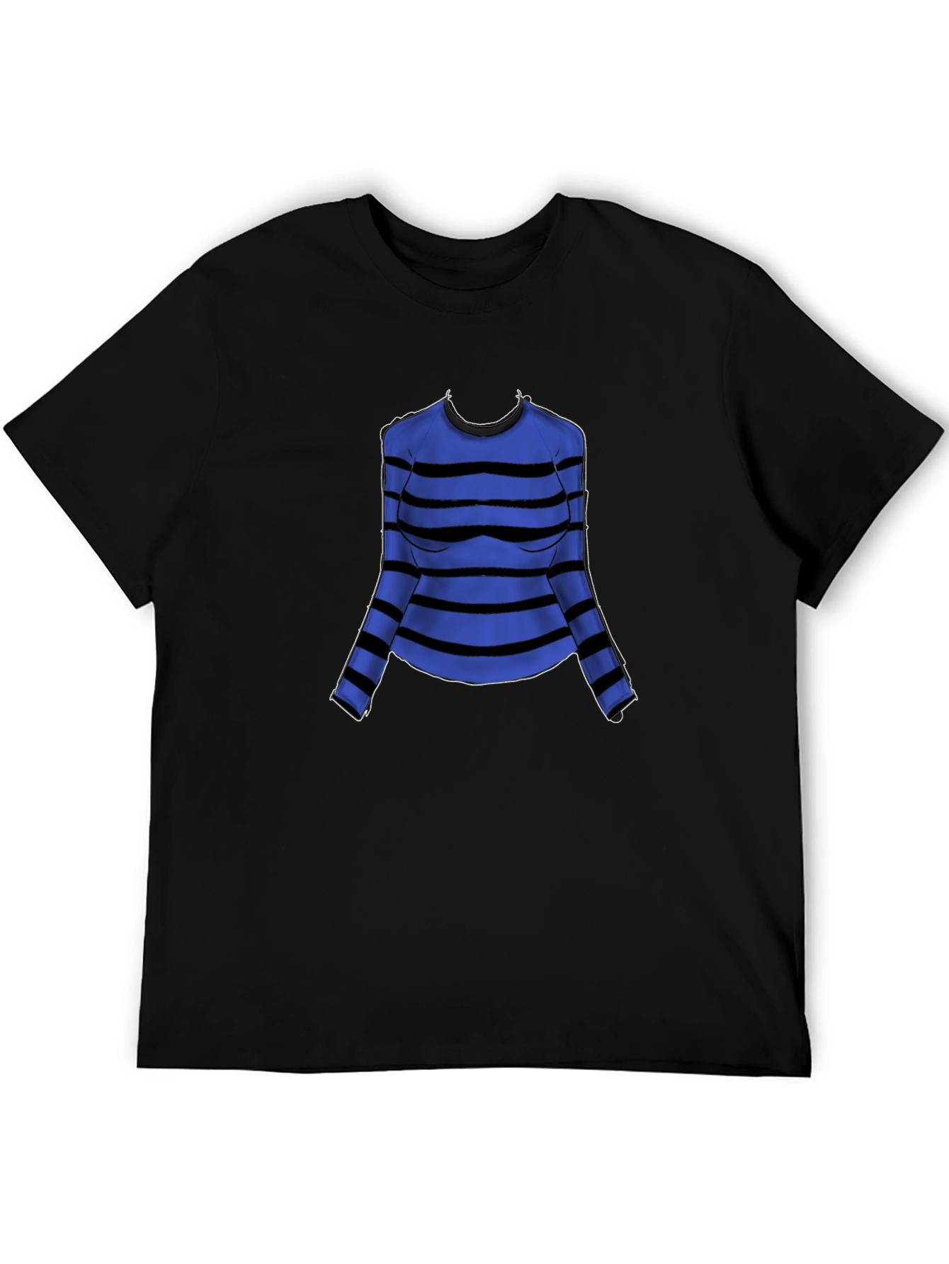 Striped Long Sleeve T-Shirt - Blue and Black Design