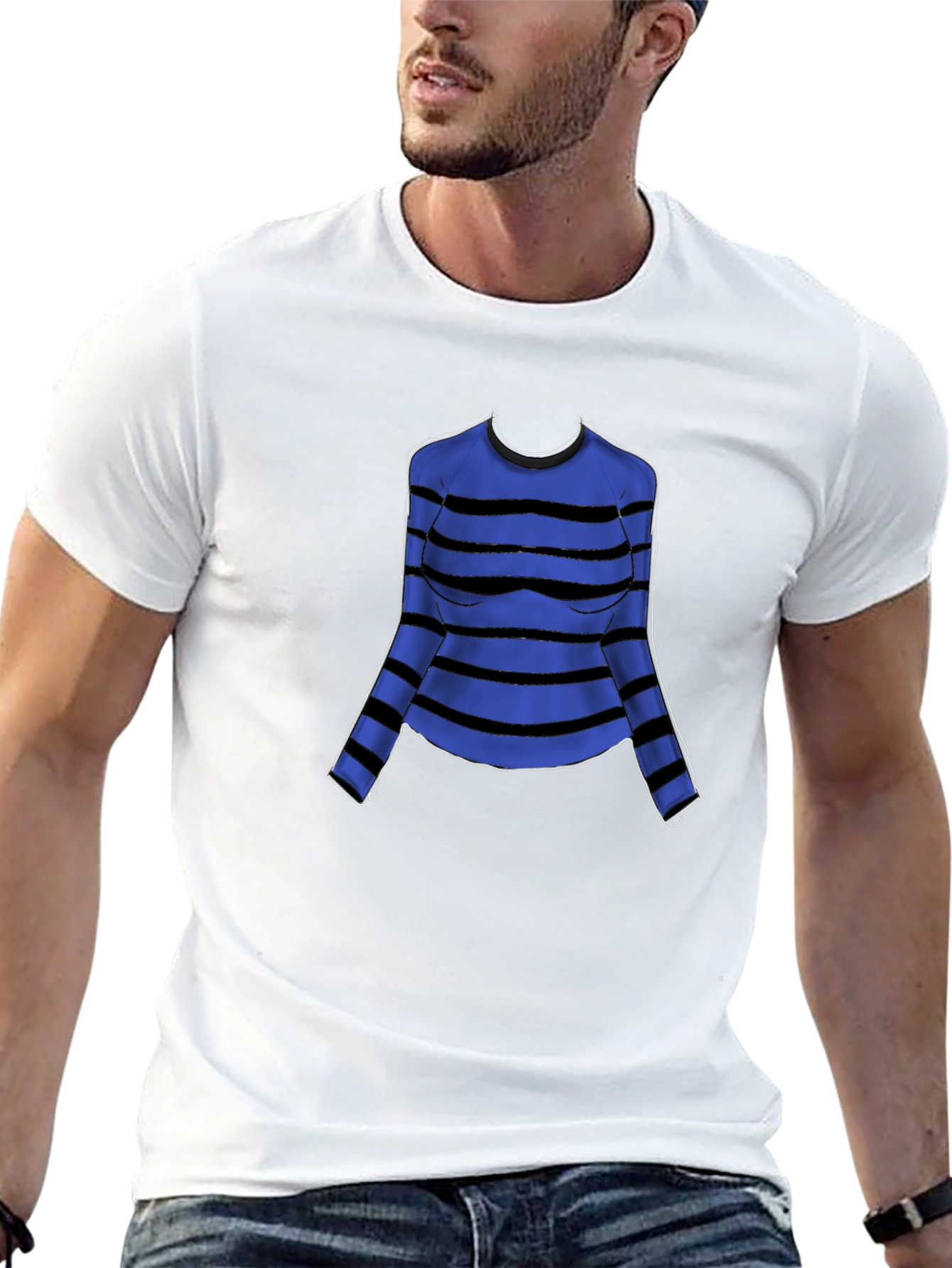 Striped Long Sleeve T-Shirt - Blue and Black Design