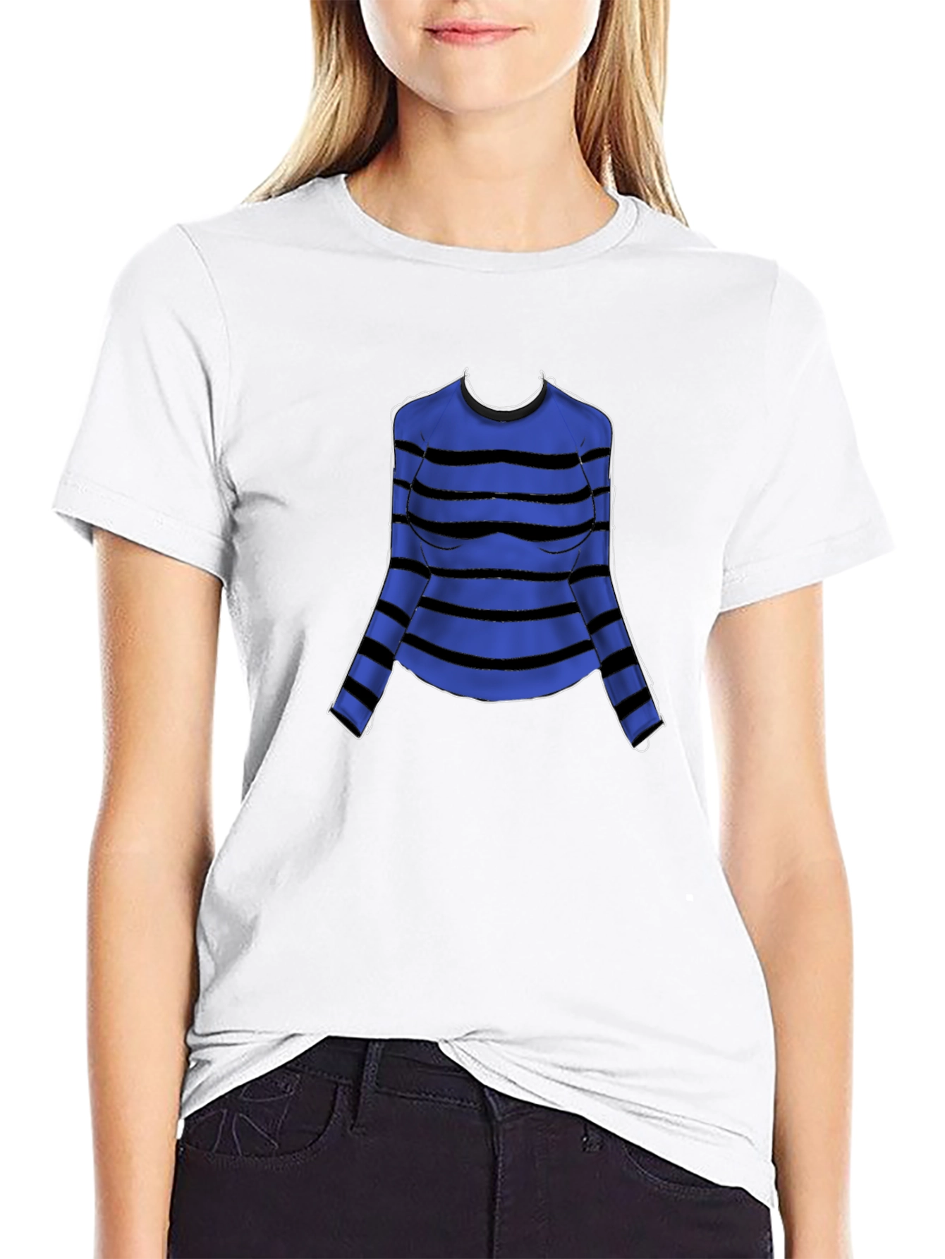 Striped Long Sleeve T-Shirt - Blue and Black Design