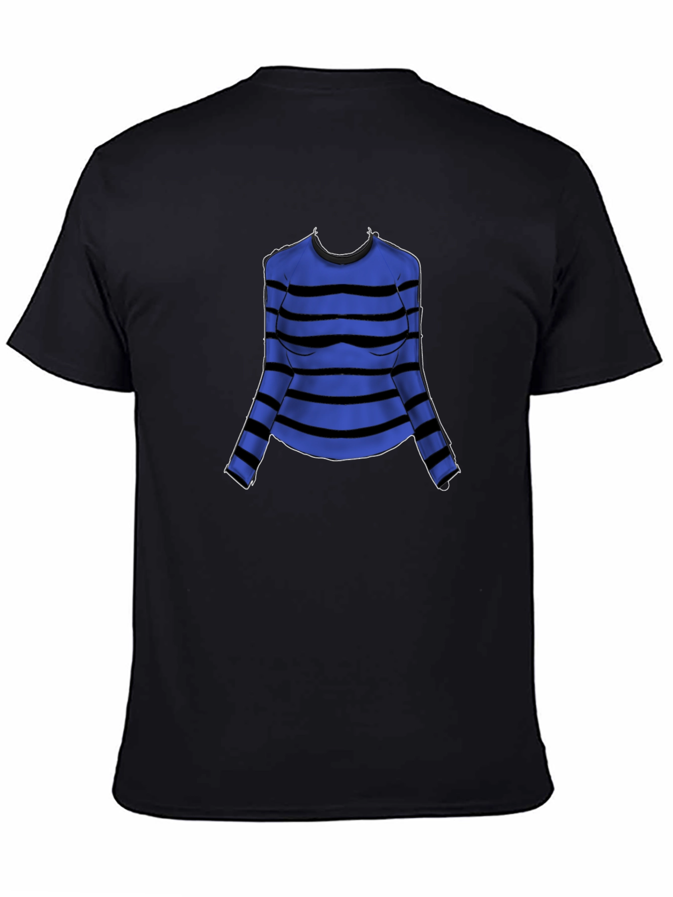 Striped Long Sleeve T-Shirt - Blue and Black Design