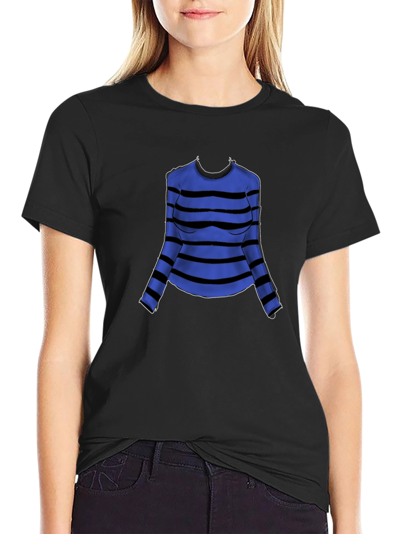 Striped Long Sleeve T-Shirt - Blue and Black Design