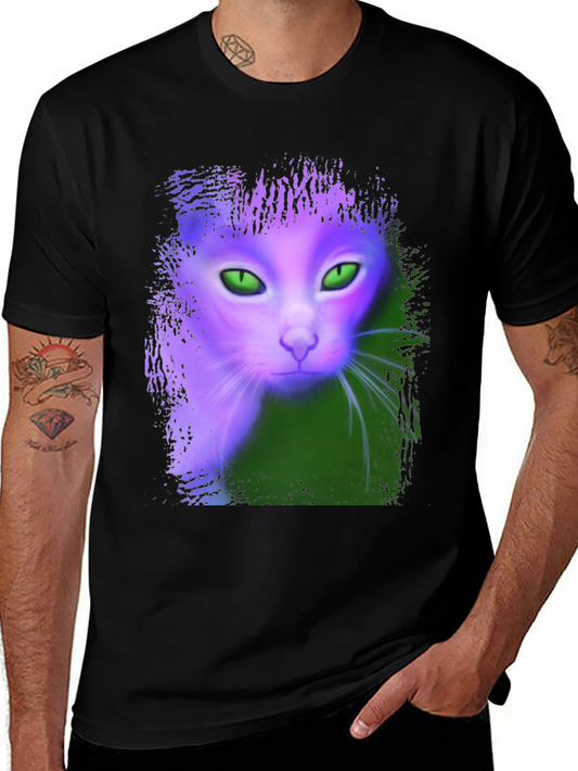 Mystic Glowing Cat Graphic Tee - Unique Design