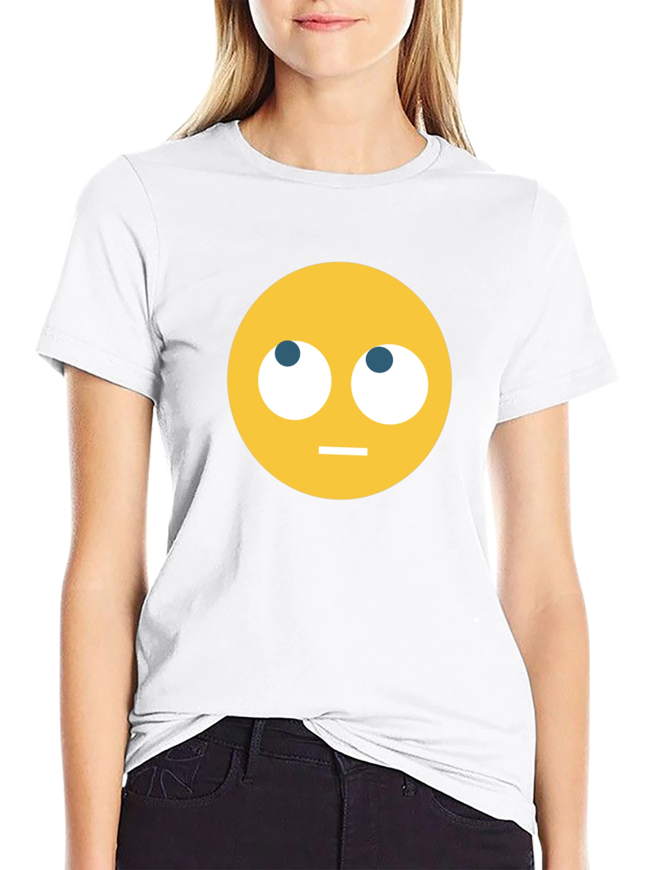 Emoji Staring Upward T-Shirt - Black