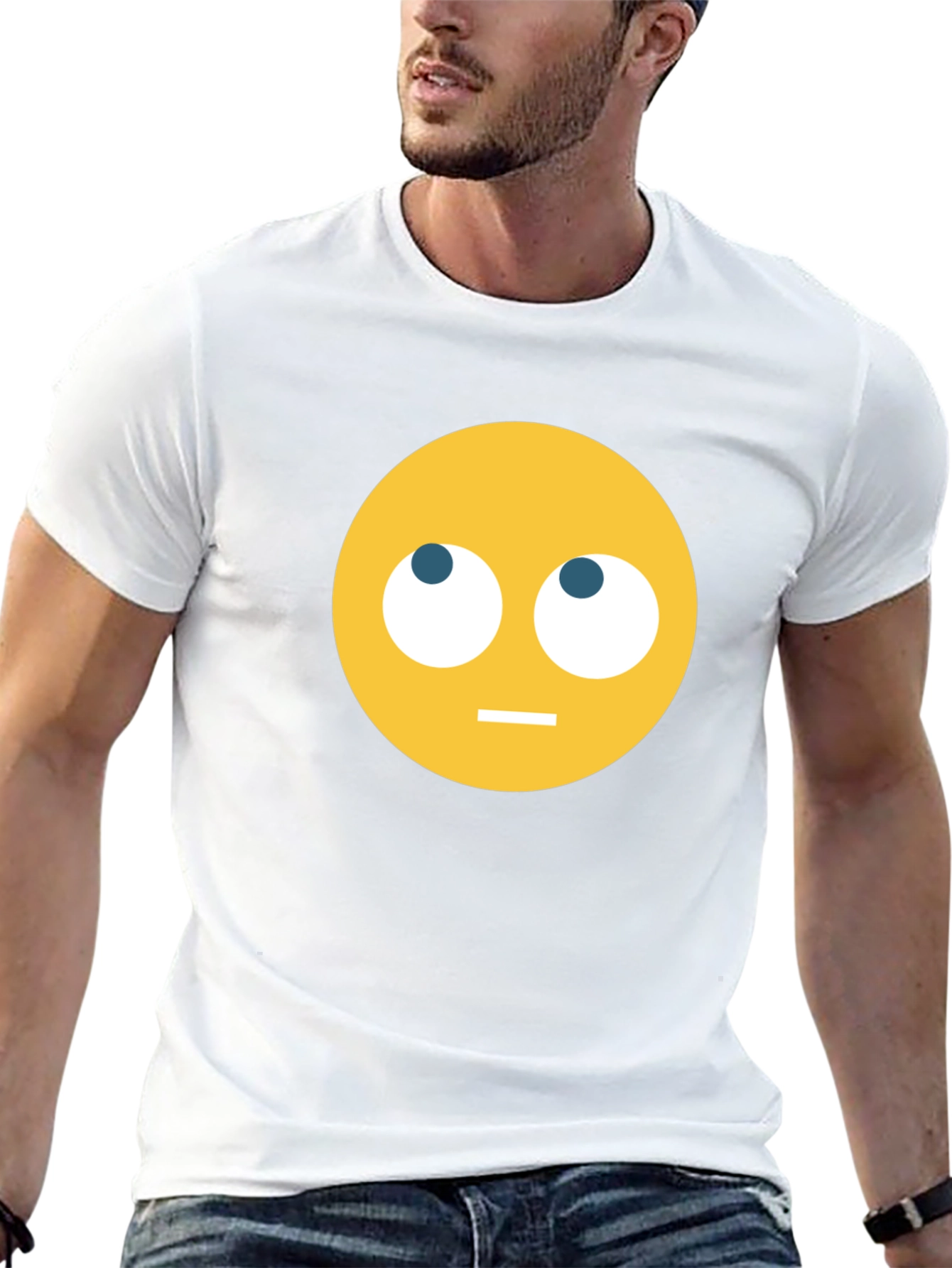 Emoji Staring Upward T-Shirt - Black
