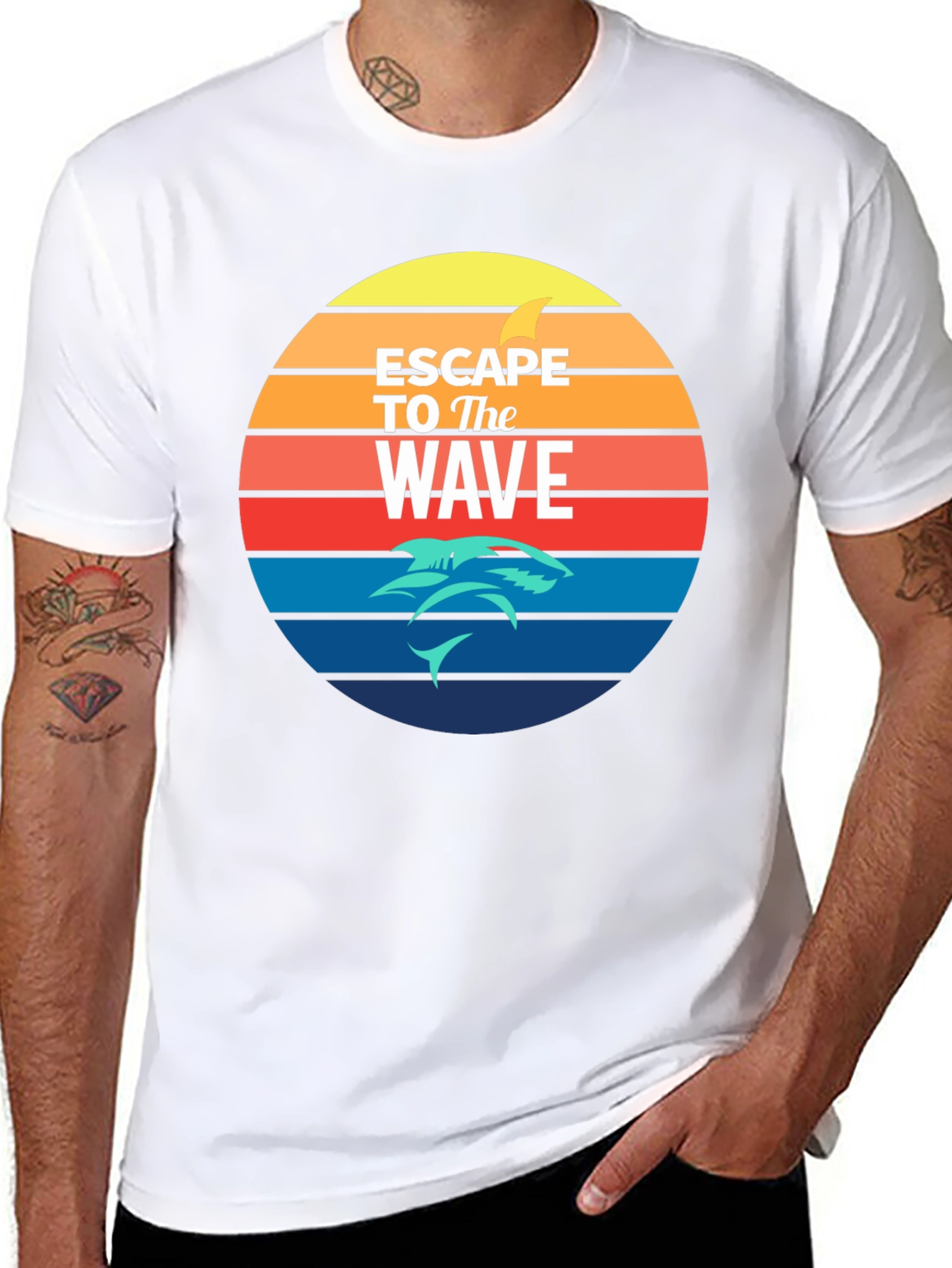 Escape to the Wave T-Shirt - Retro Shark Design