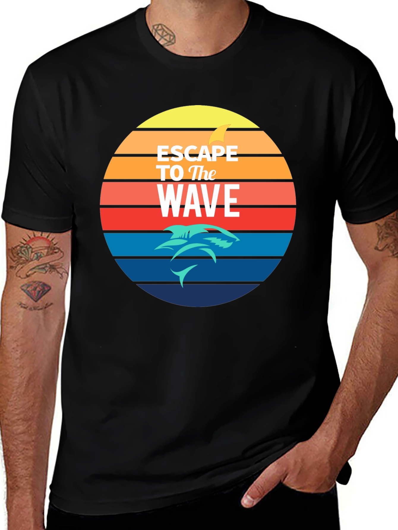 Escape to the Wave T-Shirt - Retro Shark Design