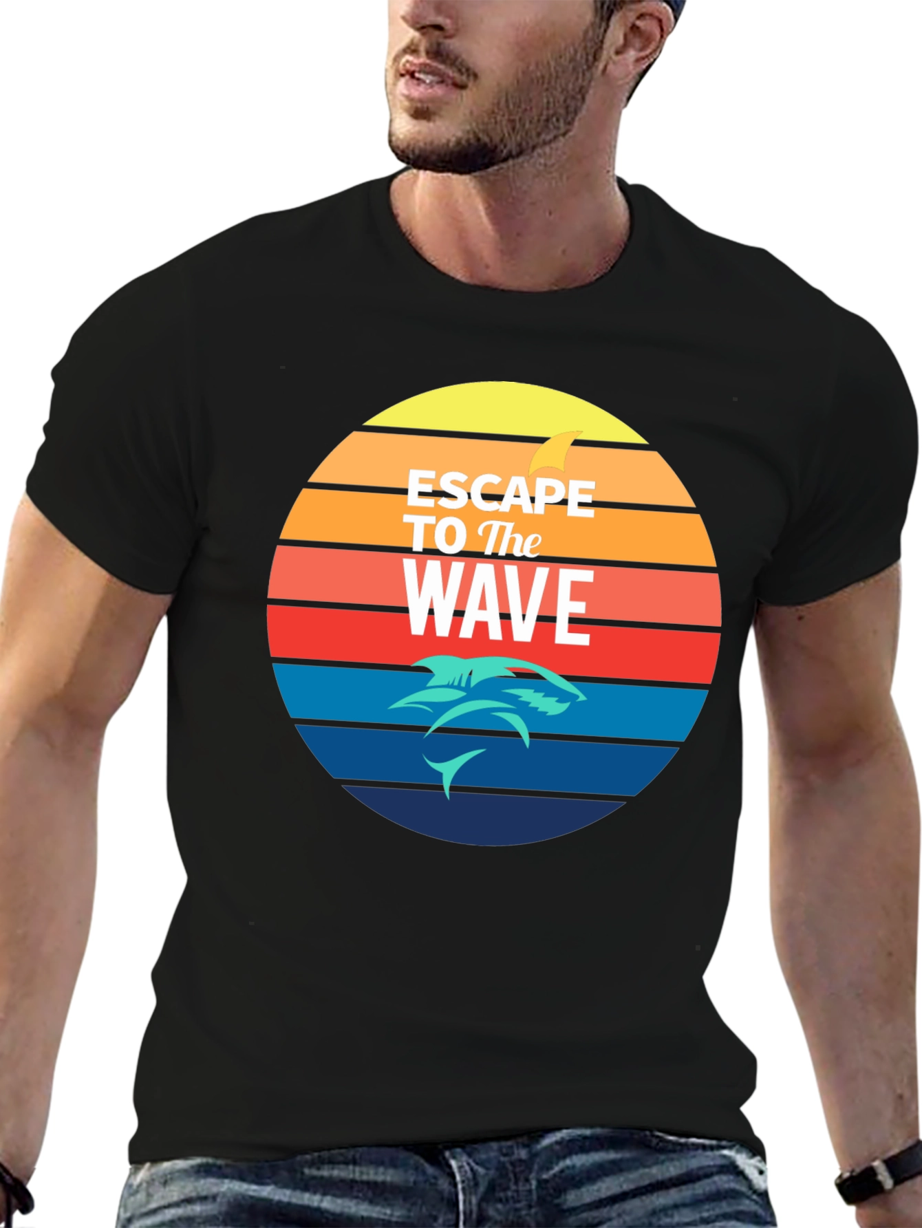 Escape to the Wave T-Shirt - Retro Shark Design