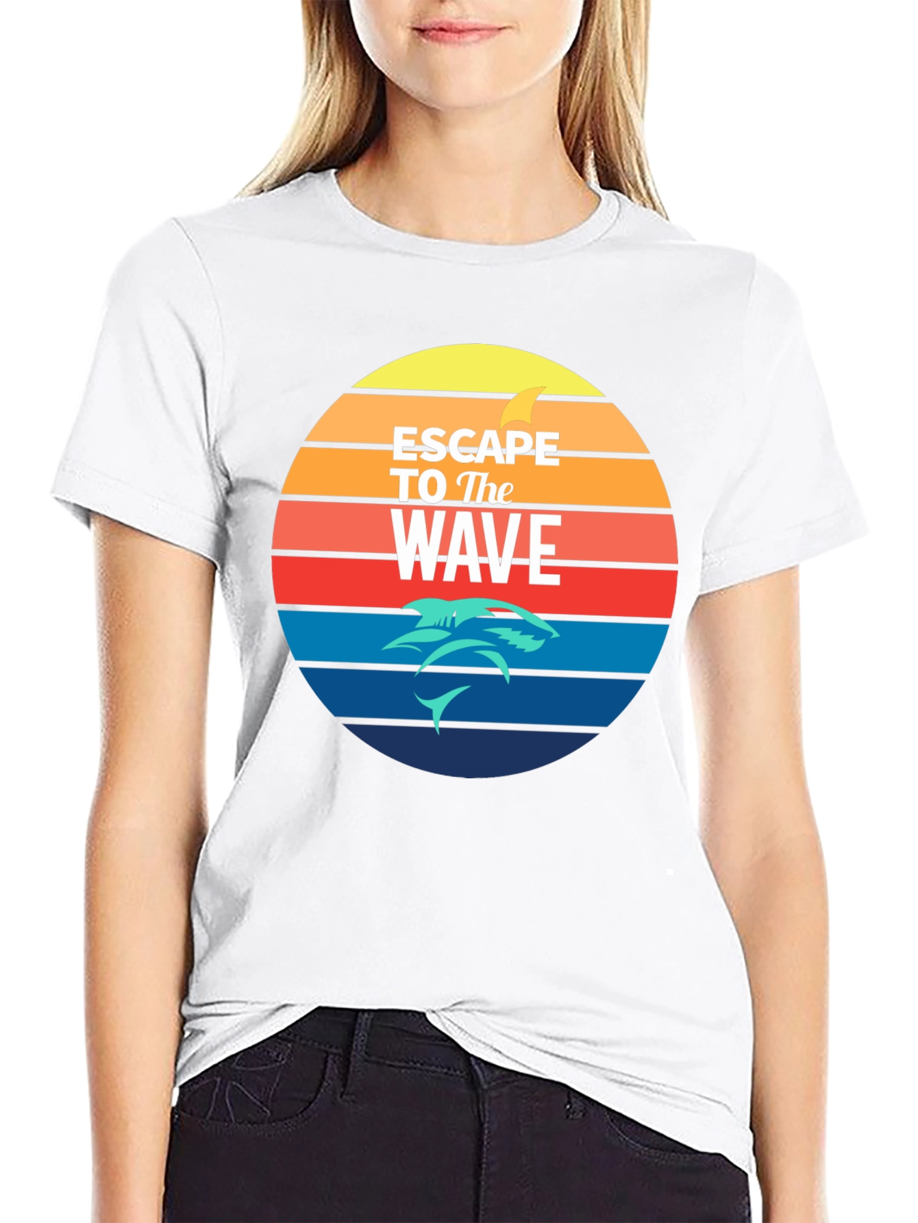 Escape to the Wave T-Shirt - Retro Shark Design