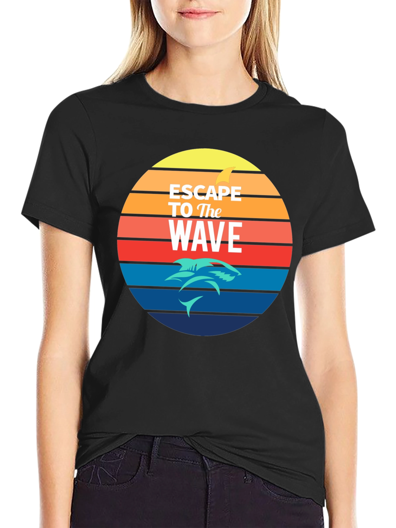 Escape to the Wave T-Shirt - Retro Shark Design