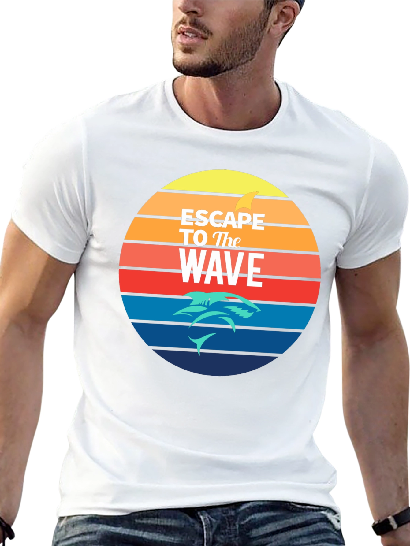 Escape to the Wave T-Shirt - Retro Shark Design
