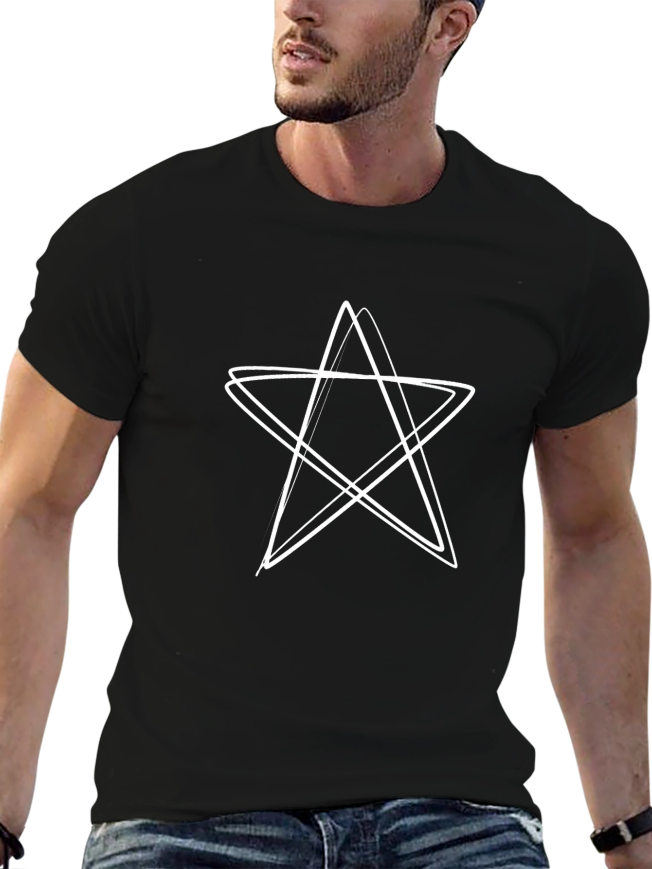 Abstract Star Graphic Black T-Shirt