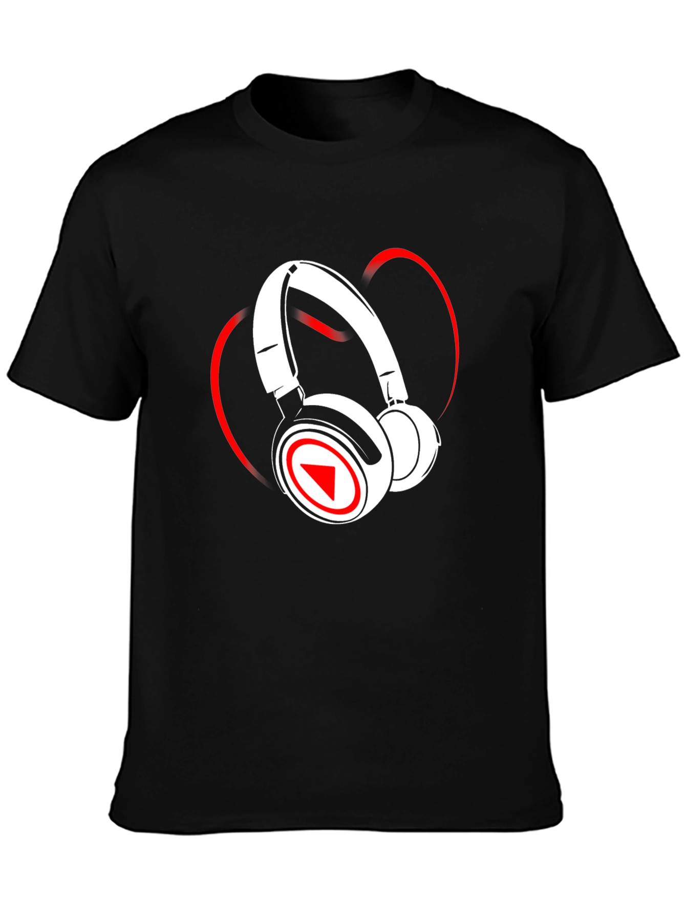 Music Lovers Black Graphic Tee - Headphones Design