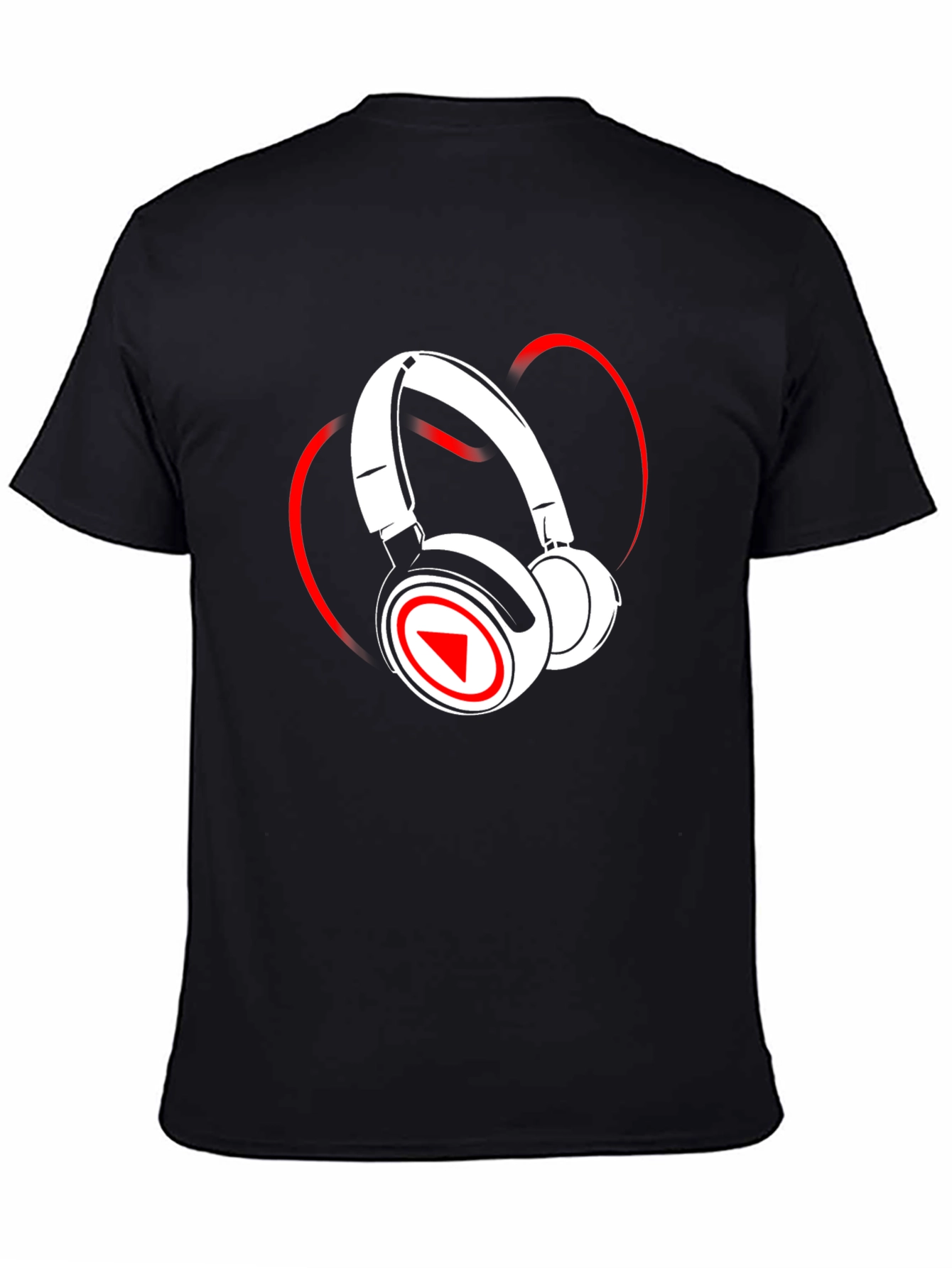 Music Lovers Black Graphic Tee - Headphones Design