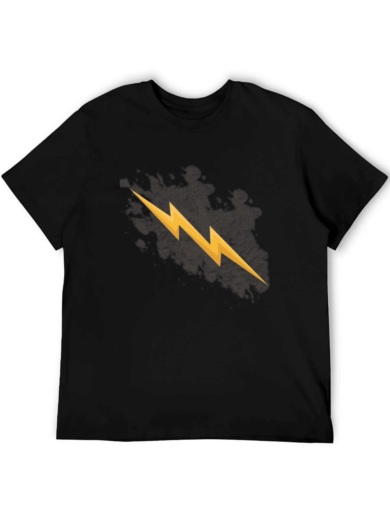 Mens Black T-Shirt with Lightning Bolt Graphic