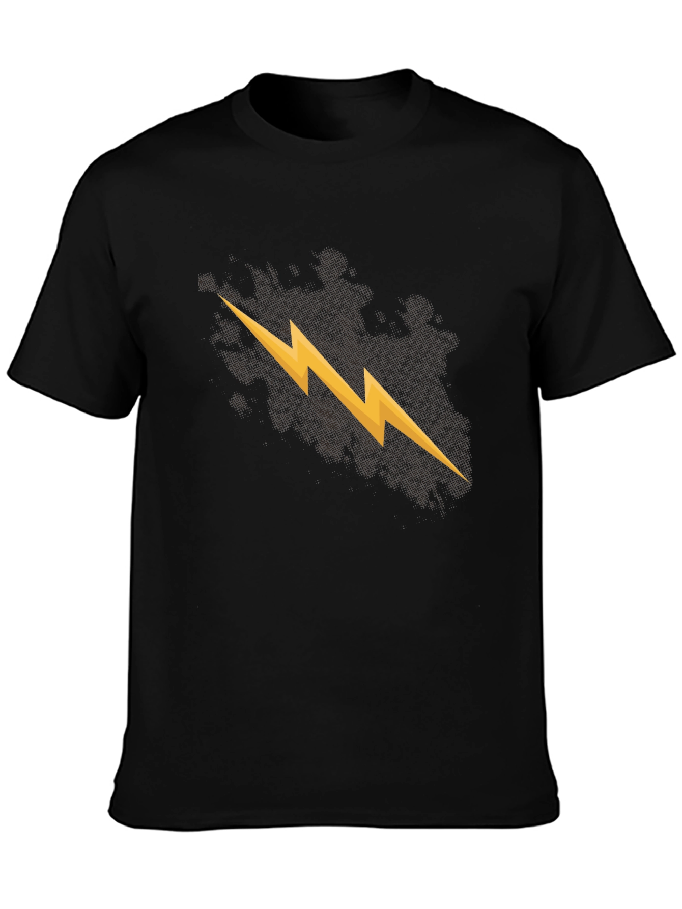 Mens Black T-Shirt with Lightning Bolt Graphic