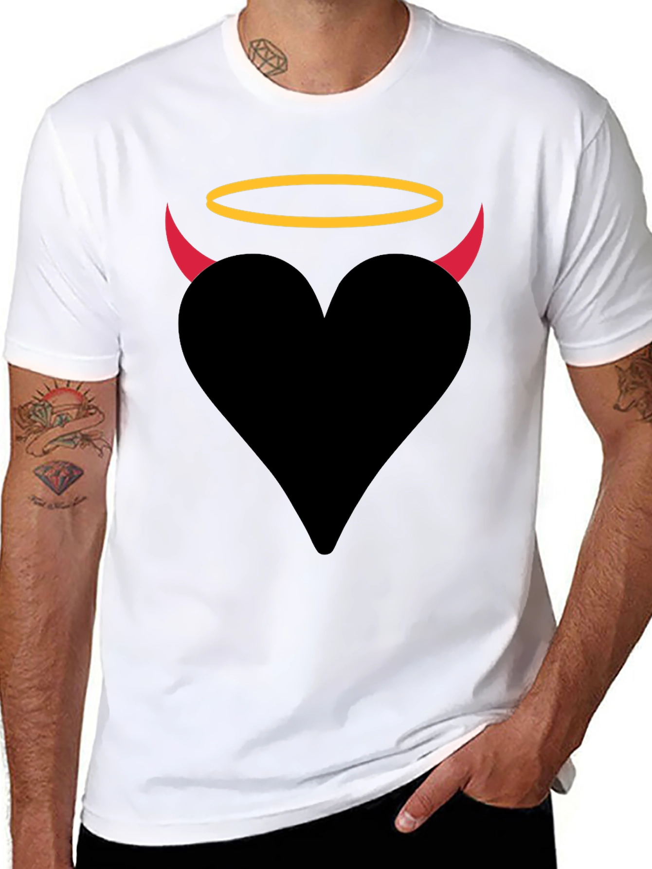 Angel Devil Heart Graphic T-Shirt